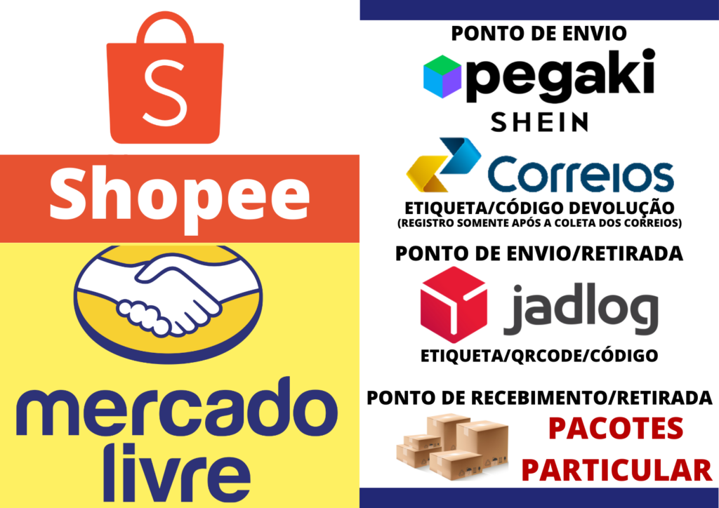Mercado Livre PEGAKI Correios Jadlog Shopee 1